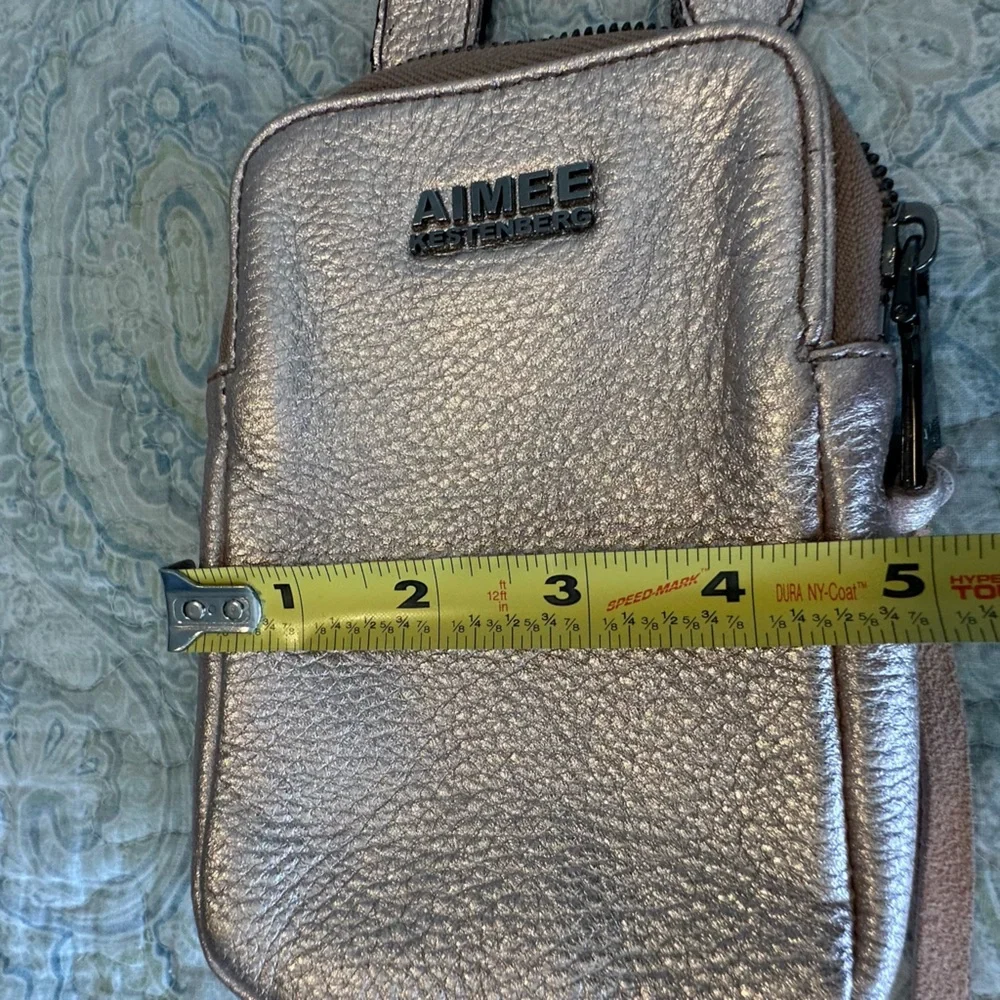 Aimee Kestenberg Just Saying Rose Gold Metallic Leather Crossbody Phone Bag